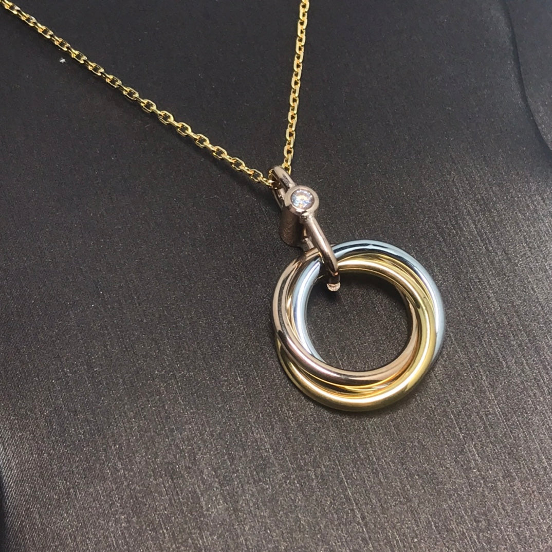 [LumiVibe]TRINITY SILVER GOLD PINK GOLD NECKLACE