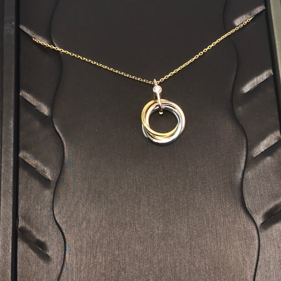 [LumiVibe]TRINITY SILVER GOLD PINK GOLD NECKLACE