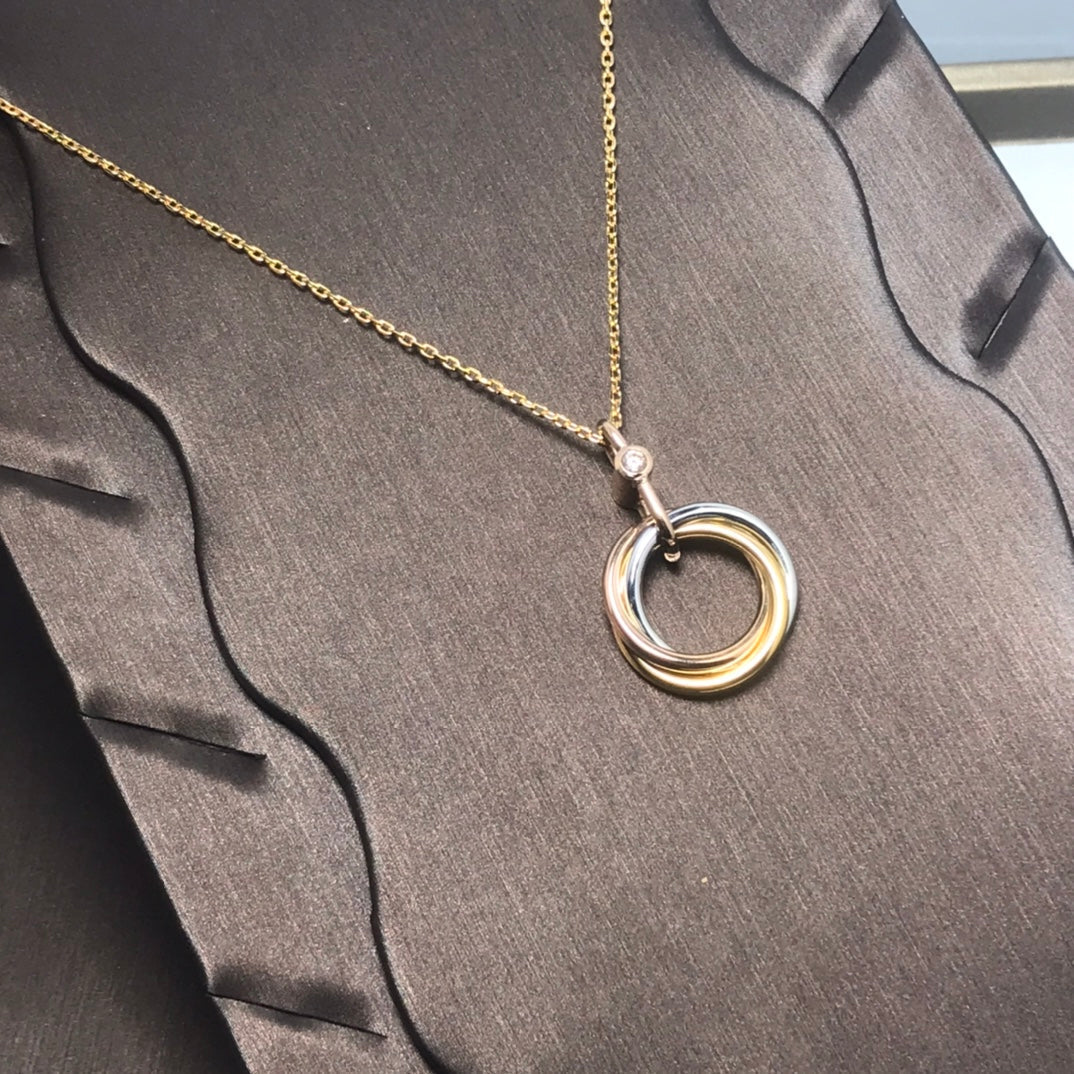[LumiVibe]TRINITY SILVER GOLD PINK GOLD NECKLACE