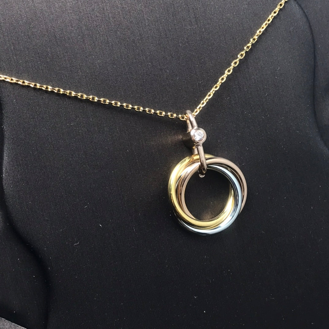 [LumiVibe]TRINITY SILVER GOLD PINK GOLD NECKLACE
