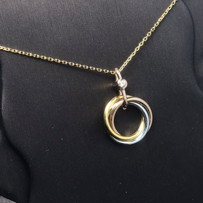 [LumiVibe]TRINITY SILVER GOLD PINK GOLD NECKLACE