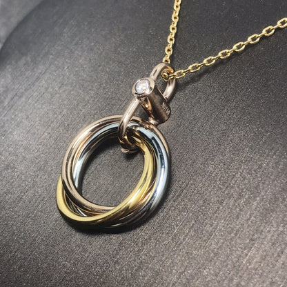 [LumiVibe]TRINITY SILVER GOLD PINK GOLD NECKLACE