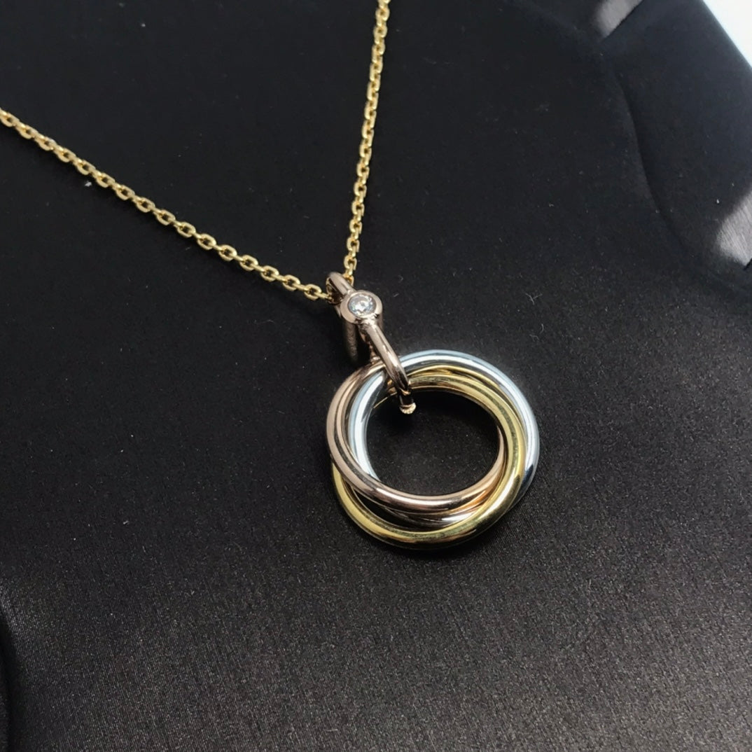 [LumiVibe]TRINITY SILVER GOLD PINK GOLD NECKLACE