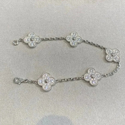 [LumiVibe] CLOVER 5 MOTIF FULL DIAMOND BRACELET COLLECTION