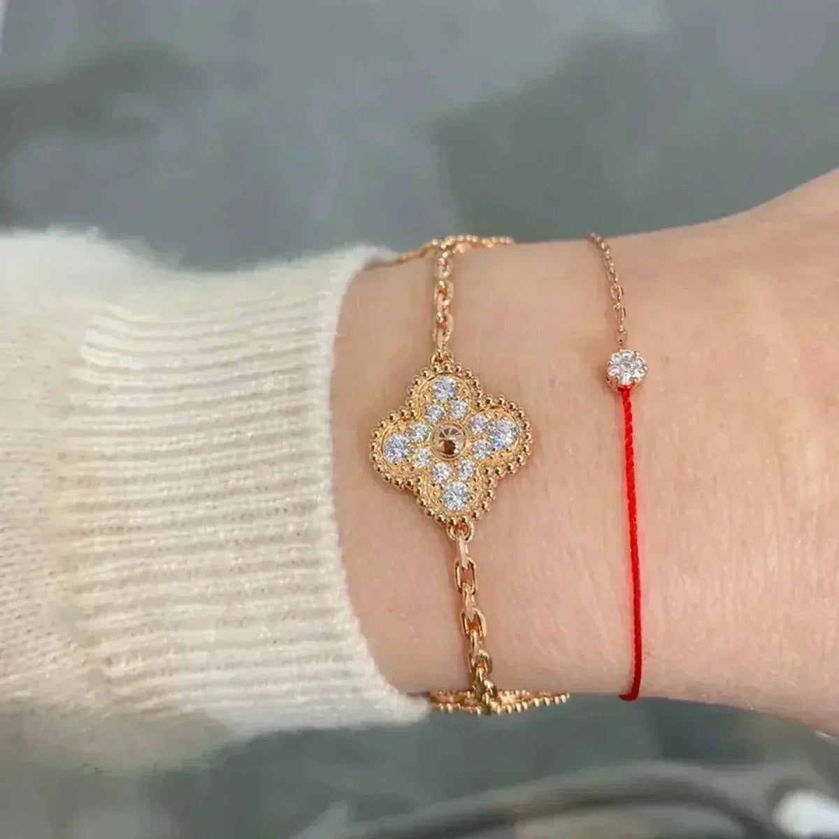 [LumiVibe] CLOVER 5 MOTIF FULL DIAMOND BRACELET COLLECTION