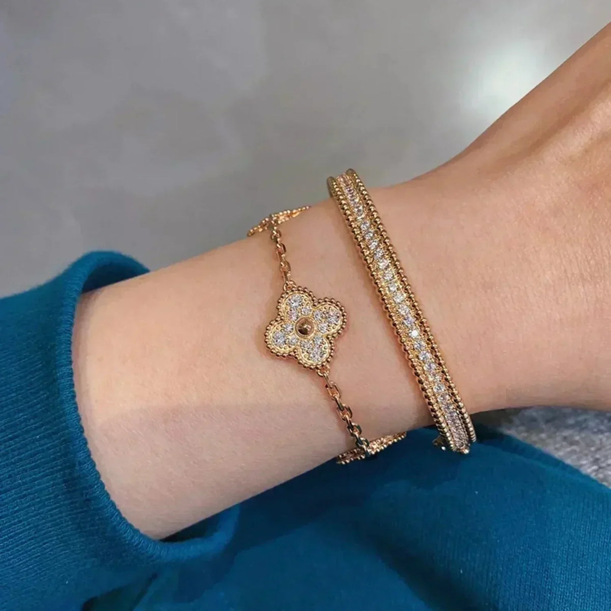[LumiVibe] CLOVER 5 MOTIF FULL DIAMOND BRACELET COLLECTION