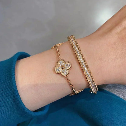 [LumiVibe] CLOVER 5 MOTIF FULL DIAMOND BRACELET COLLECTION