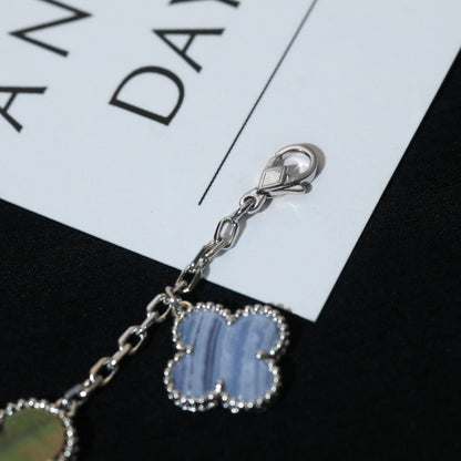 [LumiVibe]CLOVER BRACELET 5 MOTIFS MOP CHALCEDONY SILVER