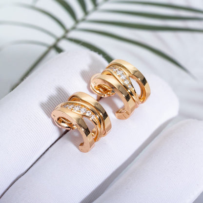 [LumiVibe]ZERO 1 PINK GOLD DIAMONDS EARRINGS