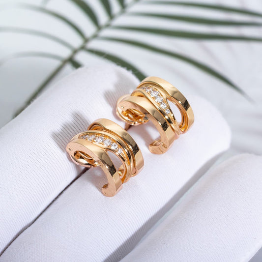 [LumiVibe]ZERO 1 PINK GOLD DIAMONDS EARRINGS