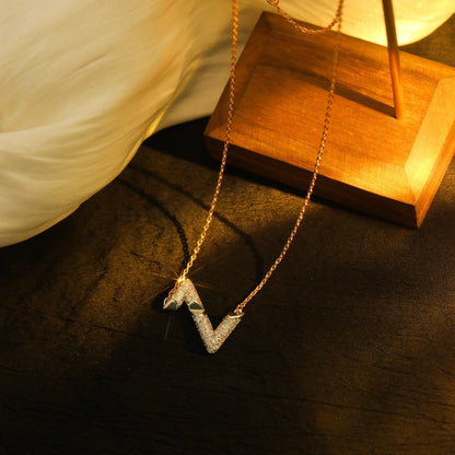 [LumiVibe]VOLT SILVER DIAMOND PEDANT NECKLACE