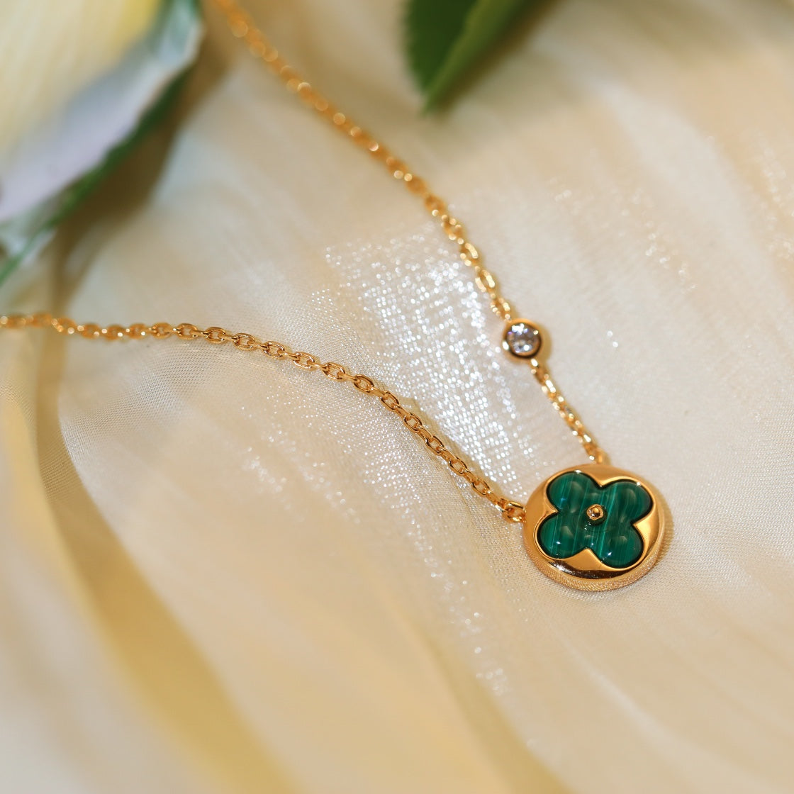 [LumiVibe]SUN PEDANT PINK GOLD 1 DIAMOND NECKLACE