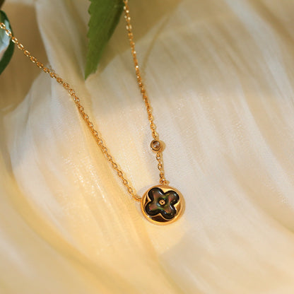 [LumiVibe]SUN PEDANT PINK GOLD 1 DIAMOND NECKLACE