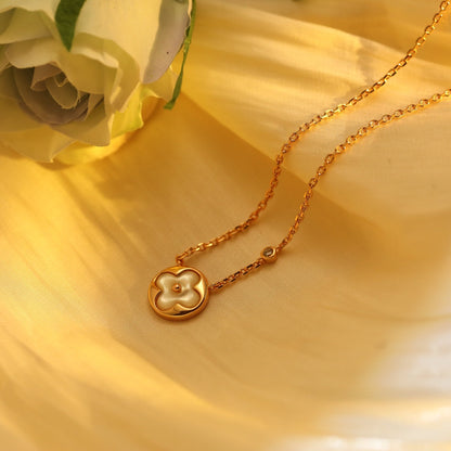 [LumiVibe]SUN PEDANT PINK GOLD 1 DIAMOND NECKLACE