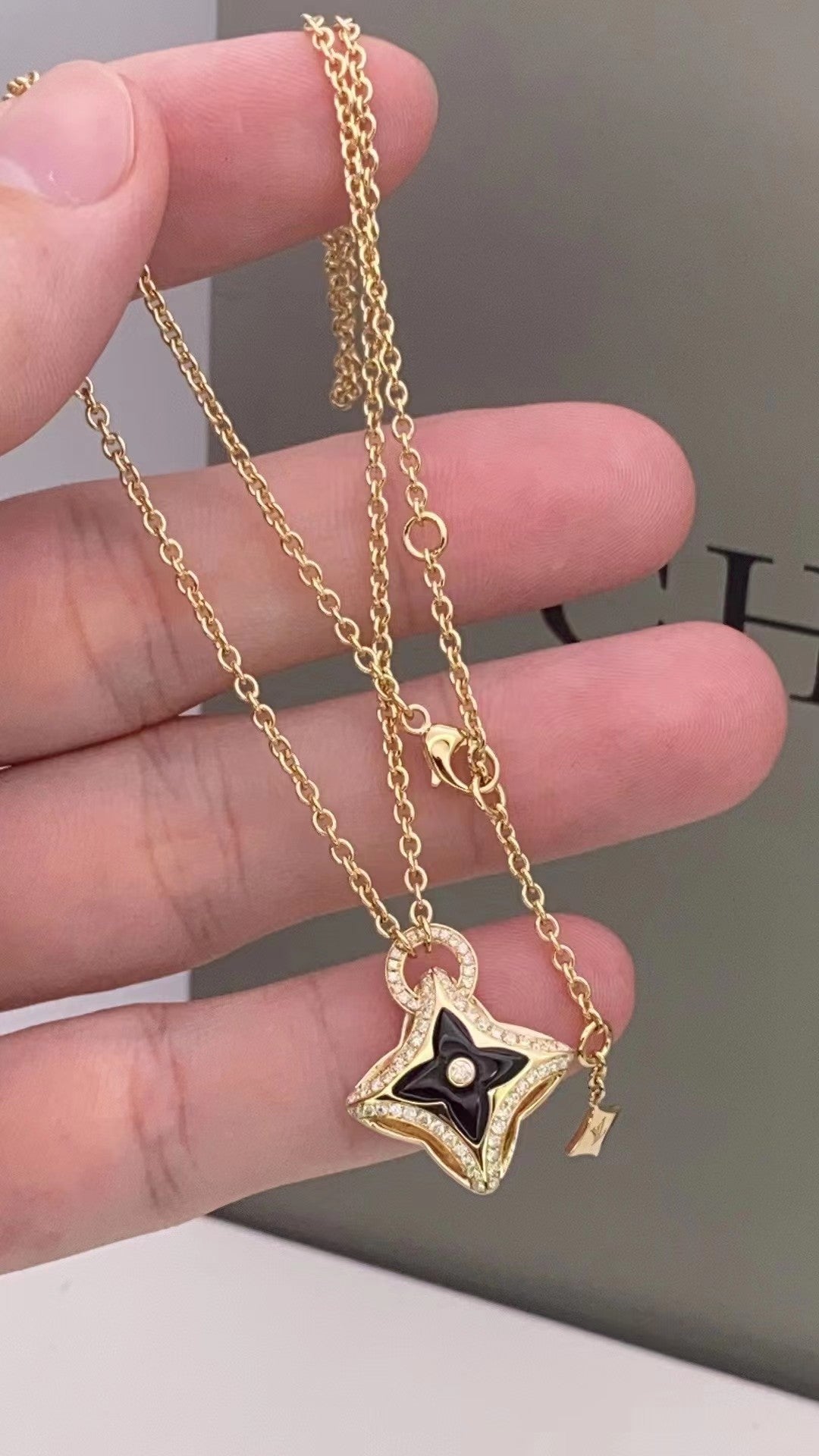 [LumiVibe]STAR PEDANT PINK GOLD DIAMOND NECKLACE