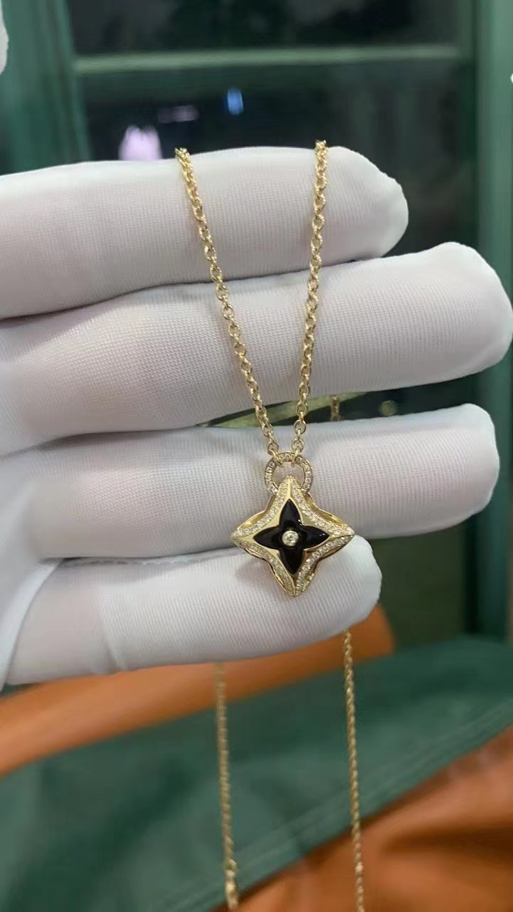 [LumiVibe]STAR PEDANT PINK GOLD DIAMOND NECKLACE