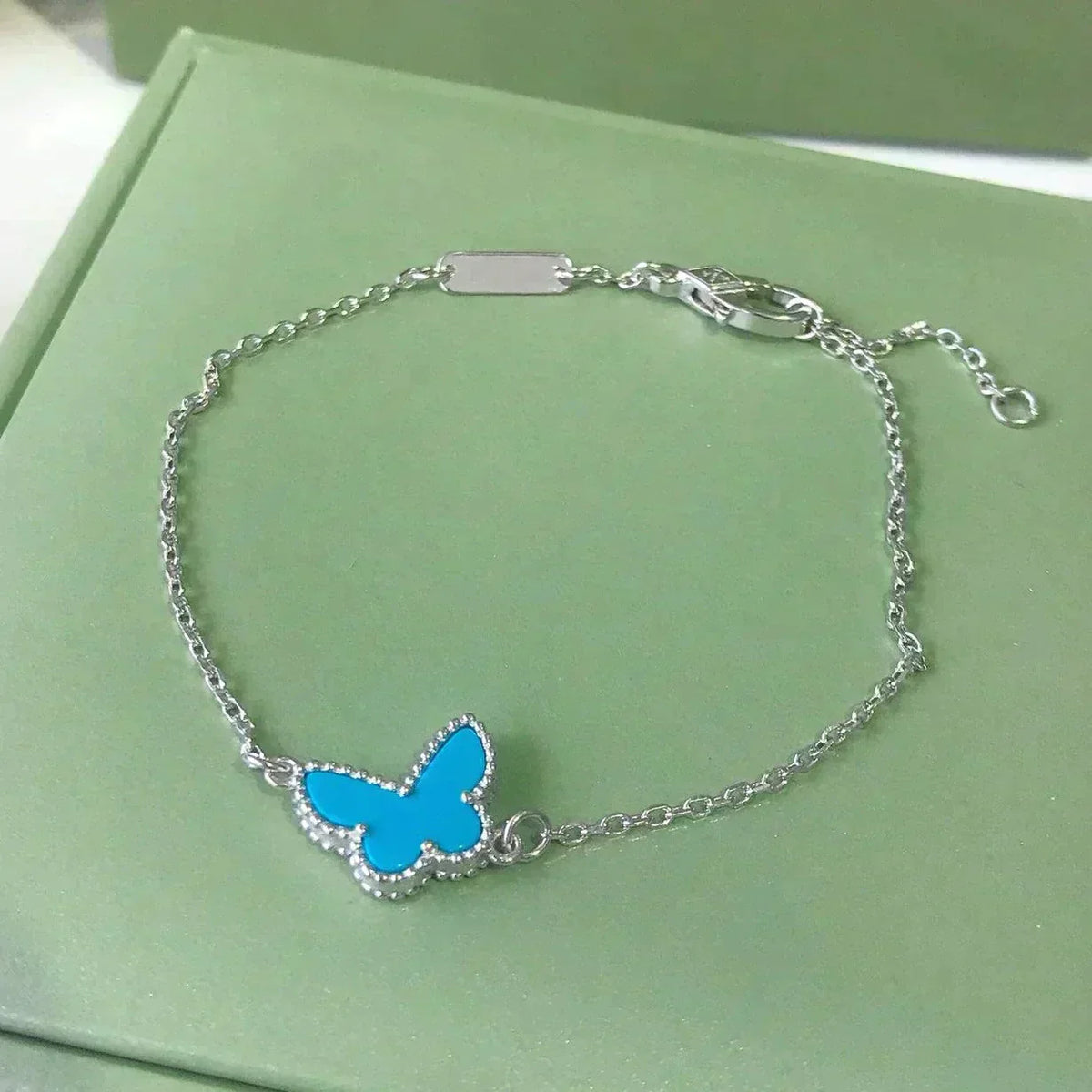 [LumiVibe]BUTTERFLY TURQUOISE BUTTERFLY BRACELET SILVER