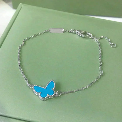 [LumiVibe]BUTTERFLY TURQUOISE BUTTERFLY BRACELET SILVER