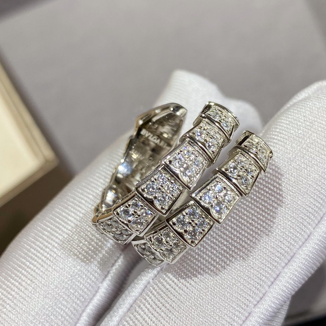 [LumiVibe]SERPENTI DOUBLE RING SILVER DIAMOND PAVED