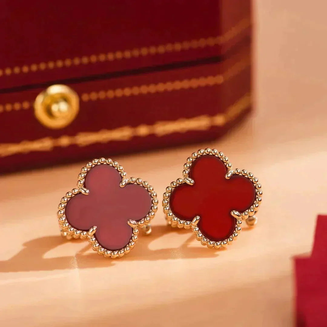 [LumiVibe]CLOVER MEDIUM 1 MOTIFS CARNELIAN  EARRINGS