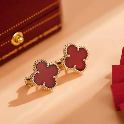 [LumiVibe]CLOVER MEDIUM 1 MOTIFS CARNELIAN  EARRINGS