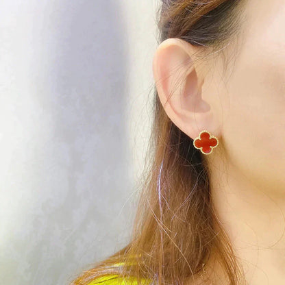 [LumiVibe]CLOVER MEDIUM 1 MOTIFS CARNELIAN  EARRINGS