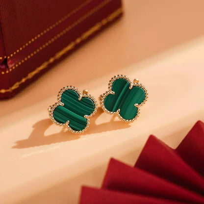 [LumiVibe]CLOVER MEDIUM 1 MOTIFS MALACHITE  EARRINGS
