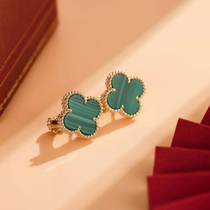 [LumiVibe]CLOVER MEDIUM 1 MOTIFS MALACHITE  EARRINGS