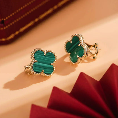 [LumiVibe]CLOVER MEDIUM 1 MOTIFS MALACHITE  EARRINGS