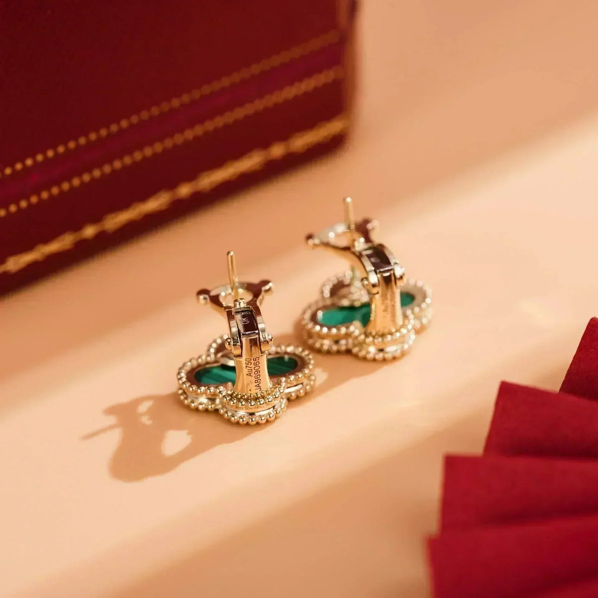 [LumiVibe]CLOVER MEDIUM 1 MOTIFS MALACHITE  EARRINGS