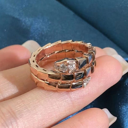 [LumiVibe]SERPENTS DOUBLE ROW DIAMOND RING