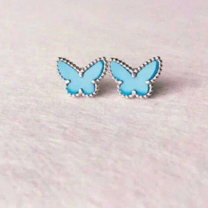 [LumiVibe]BUTTERFLY TURQUOISE EARRINGS SILVER