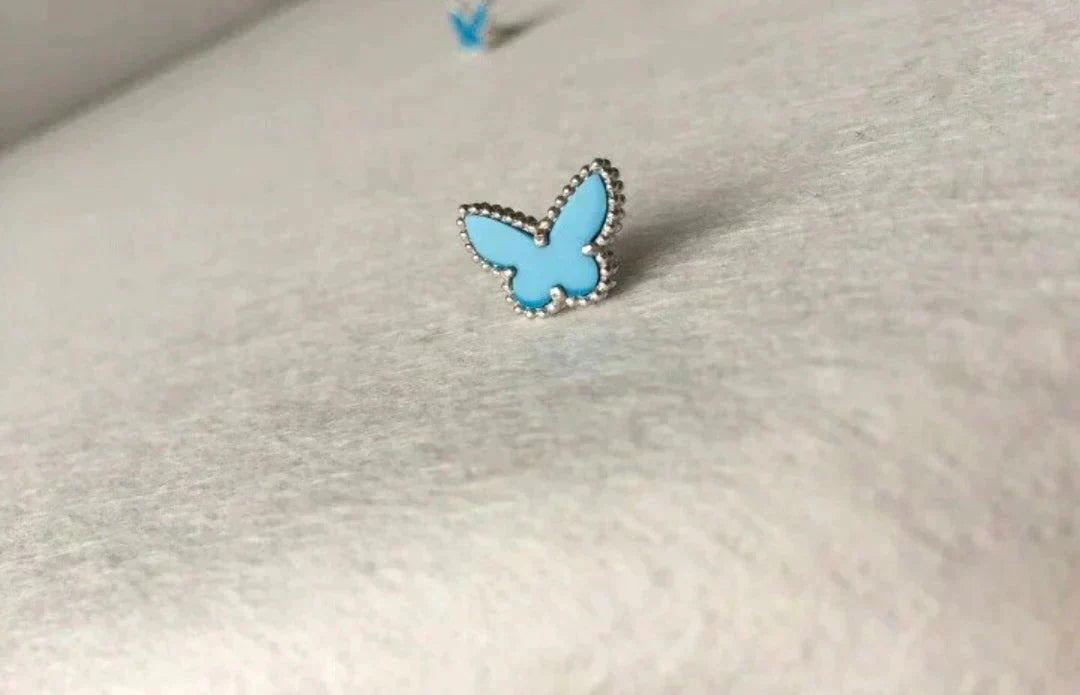 [LumiVibe]BUTTERFLY TURQUOISE EARRINGS SILVER