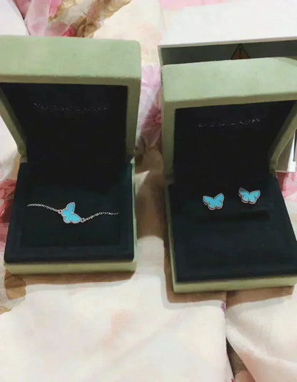 [LumiVibe]BUTTERFLY TURQUOISE EARRINGS SILVER