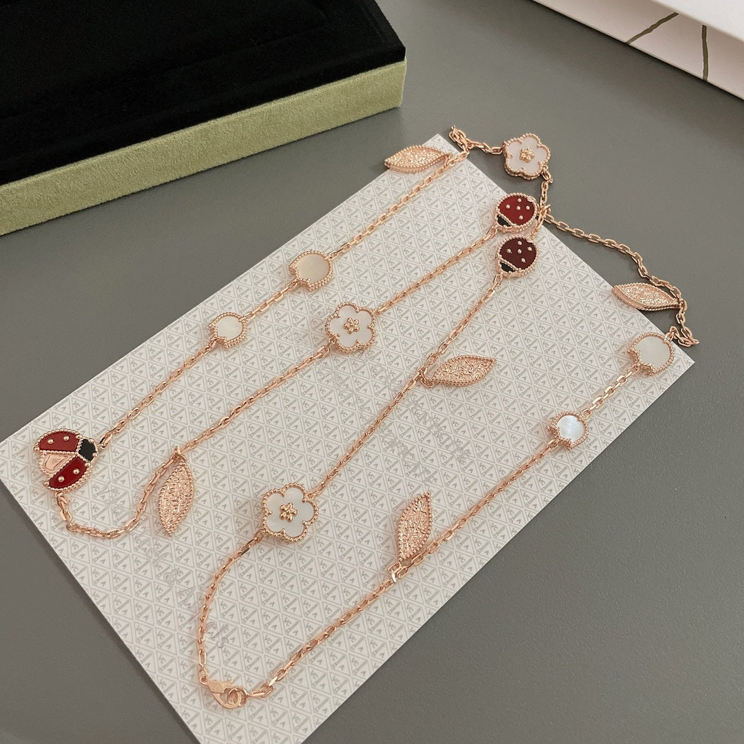 [LumiVibe]LUCKY SPRING 15 MOTIFS ROSE GOLD NECKLACE
