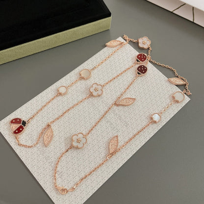 [LumiVibe]LUCKY SPRING 15 MOTIFS ROSE GOLD NECKLACE