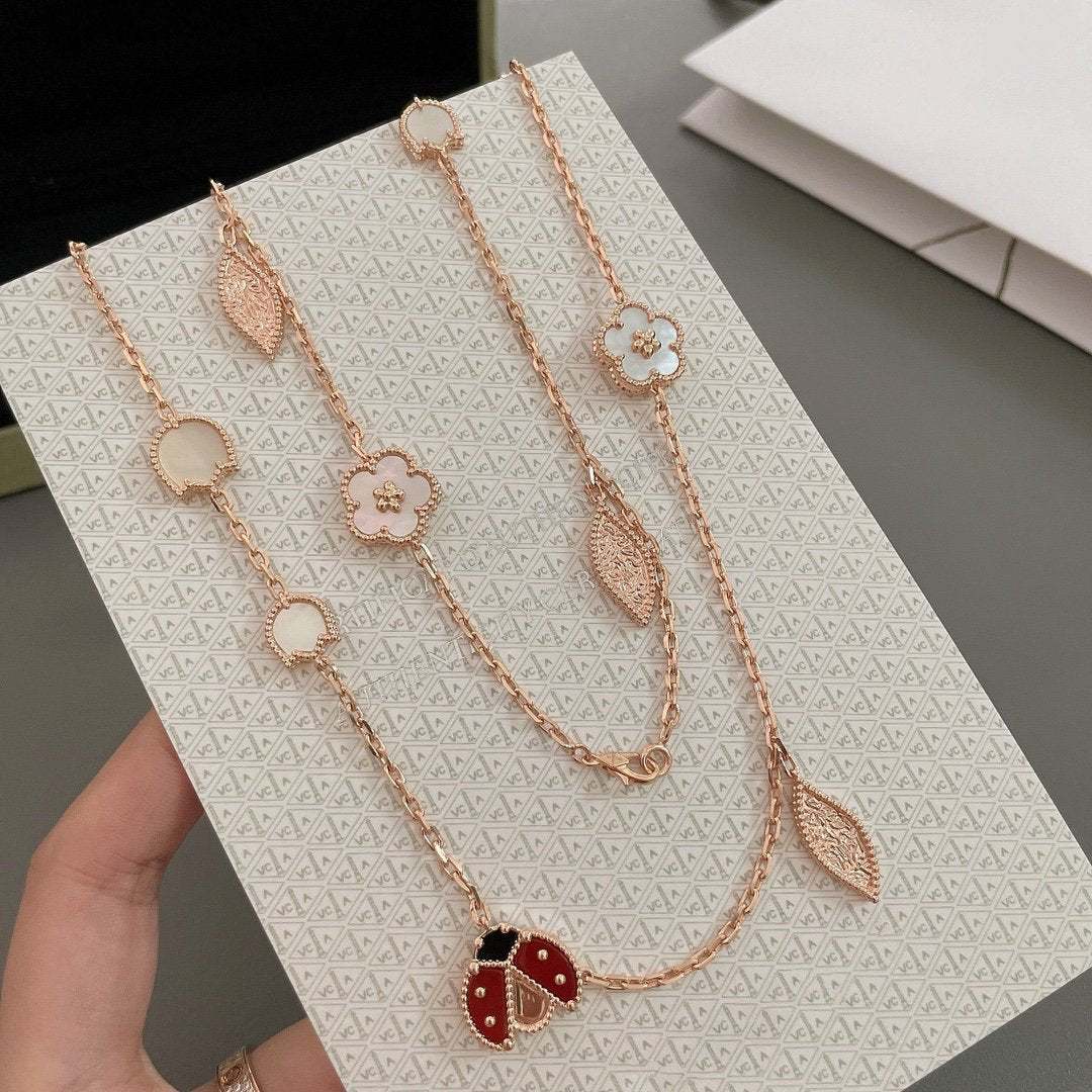 [LumiVibe]LUCKY SPRING 15 MOTIFS ROSE GOLD NECKLACE