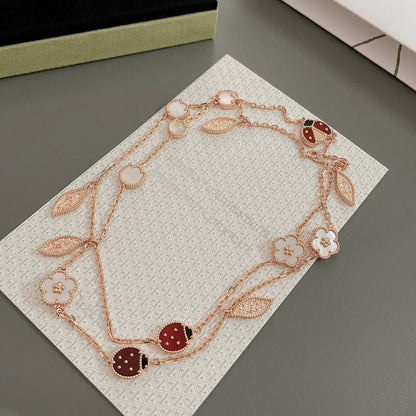 [LumiVibe]LUCKY SPRING 15 MOTIFS ROSE GOLD NECKLACE
