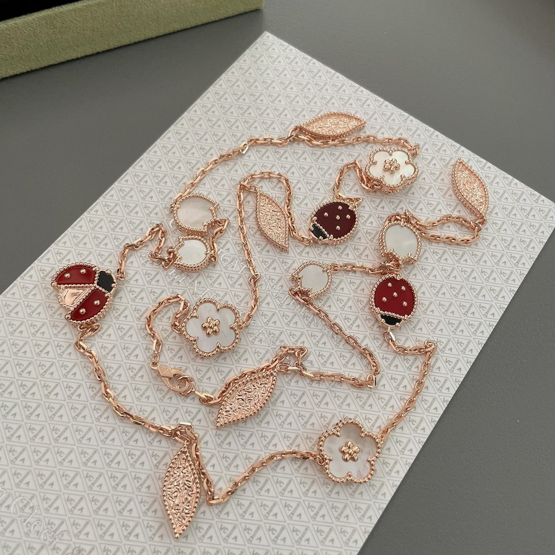 [LumiVibe]LUCKY SPRING 15 MOTIFS ROSE GOLD NECKLACE