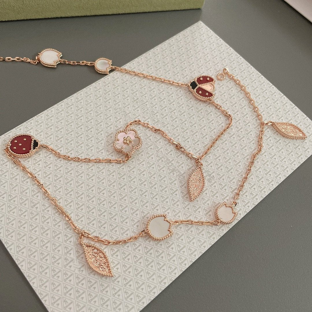 [LumiVibe]LUCKY SPRING 15 MOTIFS ROSE GOLD NECKLACE