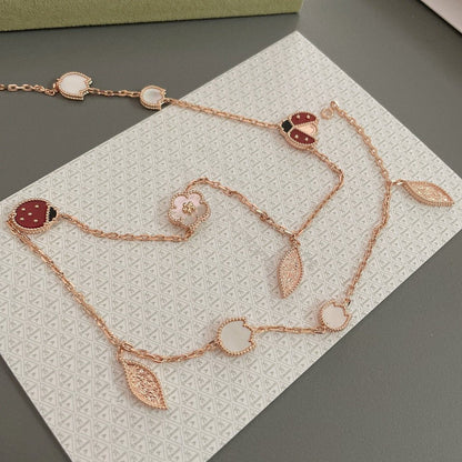 [LumiVibe]LUCKY SPRING 15 MOTIFS ROSE GOLD NECKLACE
