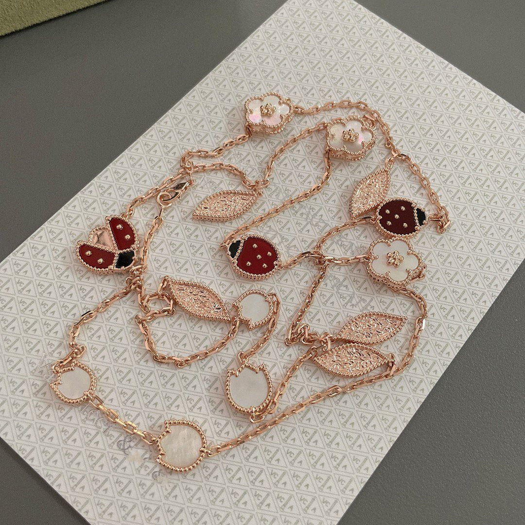 [LumiVibe]LUCKY SPRING 15 MOTIFS ROSE GOLD NECKLACE