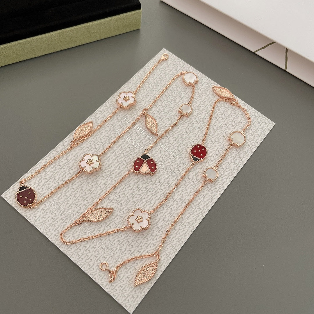 [LumiVibe]LUCKY SPRING 15 MOTIFS ROSE GOLD NECKLACE