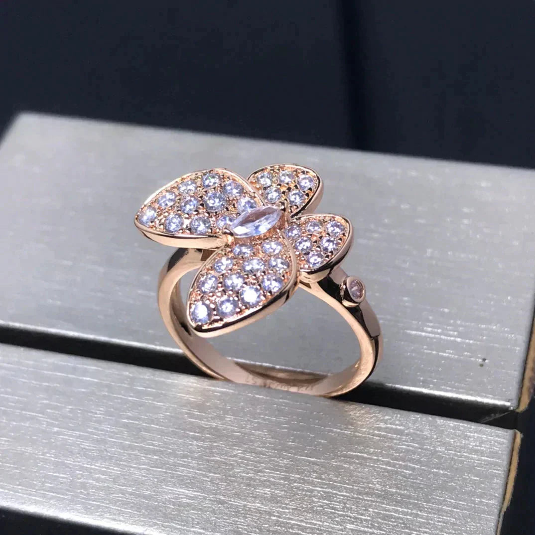 [LumiVibe]BUTTERFLY PINK GOLD DIAMOND RING
