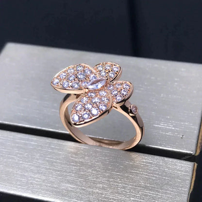 [LumiVibe]BUTTERFLY PINK GOLD DIAMOND RING
