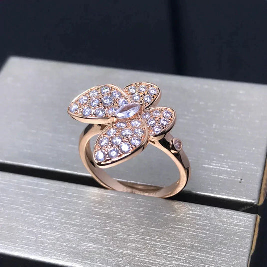 [LumiVibe]BUTTERFLY PINK GOLD DIAMOND RING