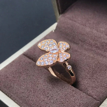 [LumiVibe]BUTTERFLY PINK GOLD DIAMOND RING