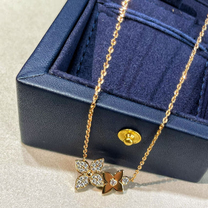 [LumiVibe]STAR BLOSSOM NECKLACE PINK GOLD DIAMONDS