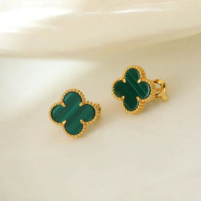[LumiVibe]CLOVER MEDIUM 1 MOTIFS MALACHITE  EARRINGS