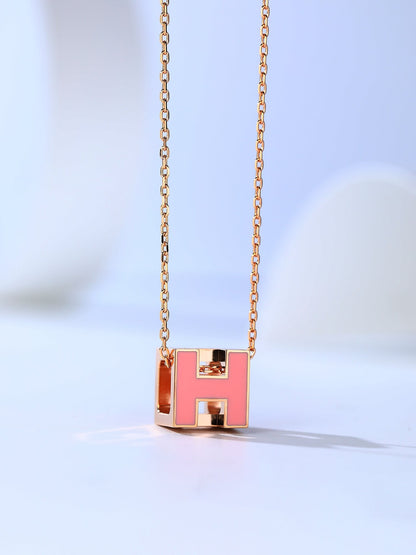 [LumiVibe]H CAGE PINK GOLD NECKLACE